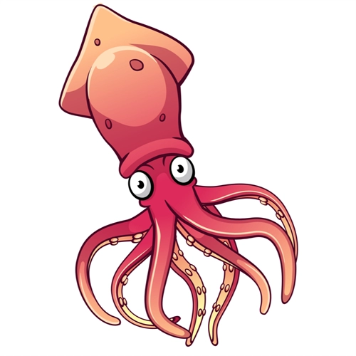 Under the Sea Theme Squid Transparent Sticker